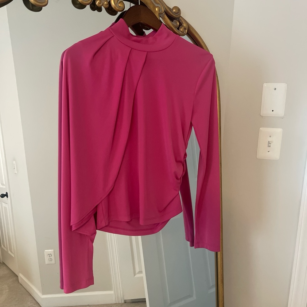 Zara Vibrant Pink Draped Women's Blouse